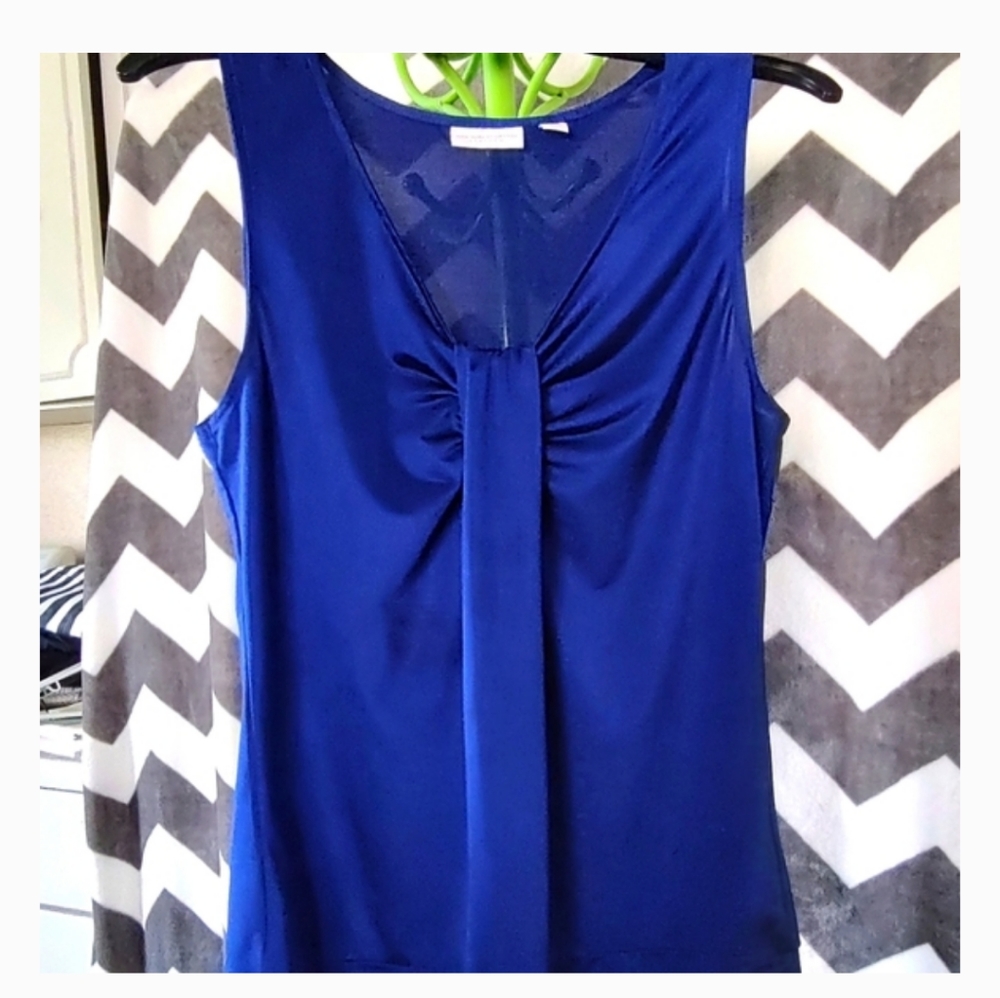 Stretch Sleeveless Blouse. Royal Blue. Medium. - Picture 8 of 9